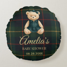 Cojín Redondo Chic Elegante Oso de Peluche Baby Shower 