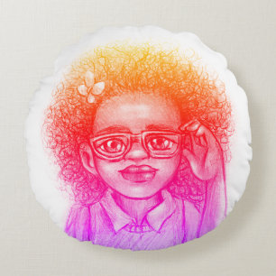 Cojín Redondo Chica con gafas