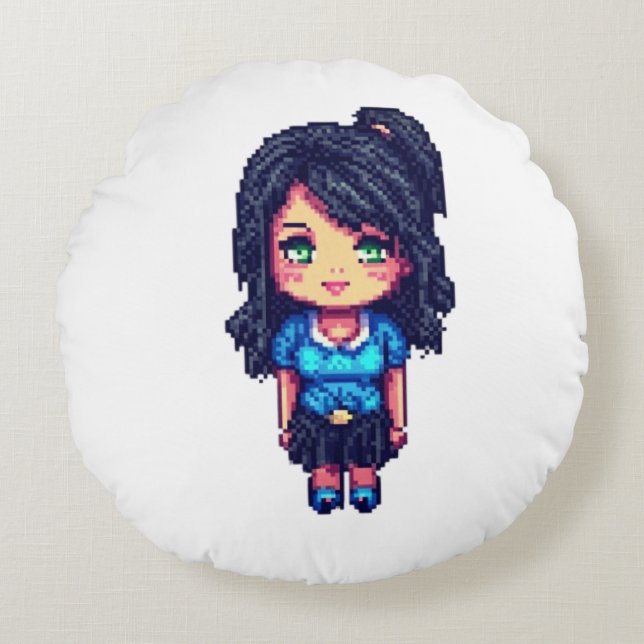 Cojín Redondo Chica de corte (Anverso)