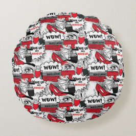 Cojín Redondo Chica de maquillaje lindo - Belleza kawaii y moda