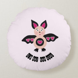 Cojín Redondo Chica de murciélagos pequeños