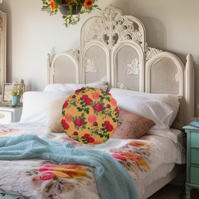 Cojín Redondo Chica de tomate Rosa de oro de venado estético (Subido por el creador)