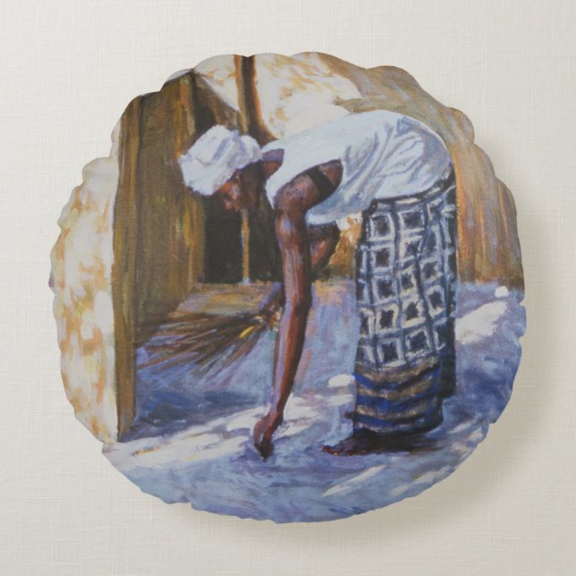 Cojín Redondo Chica que barre II 2002 (Anverso)
