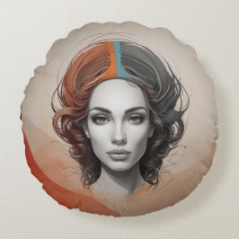 Cojín Redondo chica vívido fuera de adentro