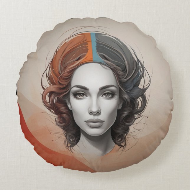 Cojín Redondo chica vívido fuera de adentro (Anverso)