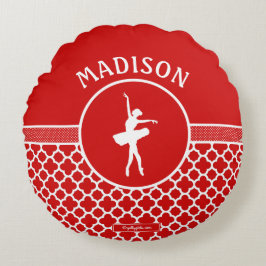 Cojín Redondo Chicas de oro: Cuatrefoil rojo y bailarina de punt