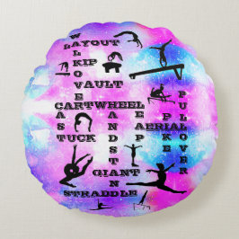 Cojín Redondo Chicas Gimnasia Habilidades Crosswords Round Pillo