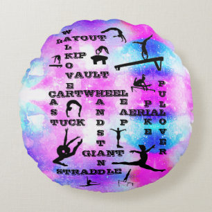 Cojín Redondo Chicas Gimnasia Habilidades Crosswords Round Pillo