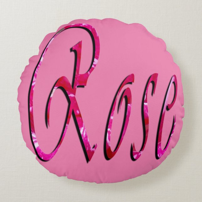 Cojín Redondo Chicas Llamados Rosa, (Anverso)