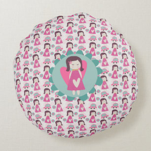 Cojín Redondo Chicas yendo a lugares