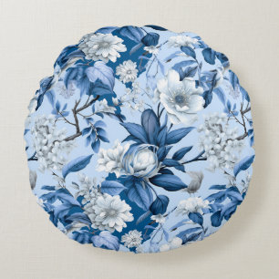 Cojín Redondo Chinoserie Azul y Blanco Serie Diseño 3