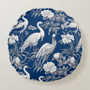Cojín Redondo Chinoserie Azul y Blanco Serie Diseño 7