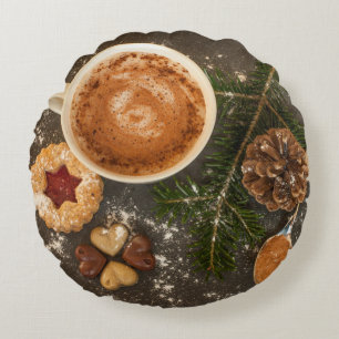 Cojín Redondo Chocolate caliente navidades