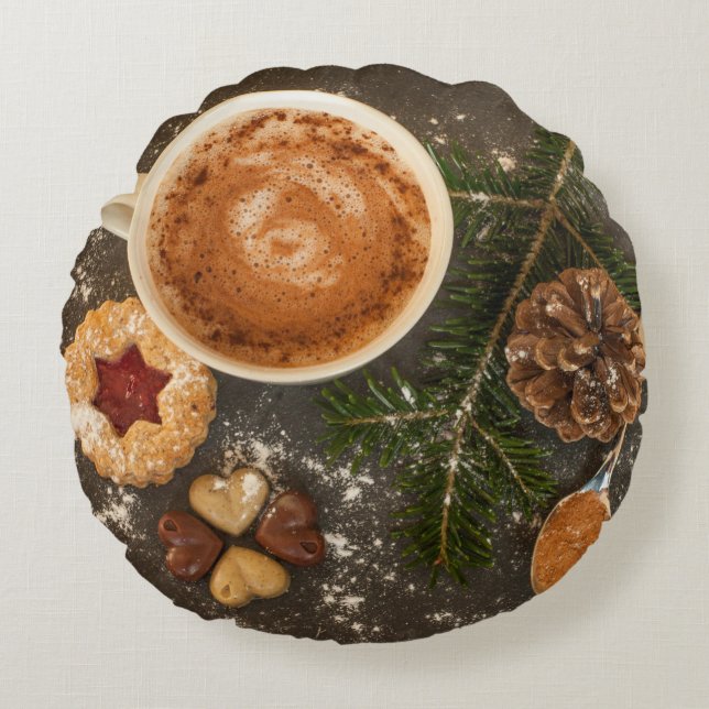 Cojín Redondo Chocolate caliente navidades (Anverso)