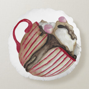 Cojín Redondo Chocolate caliente y malvaviscos cocoa sundae