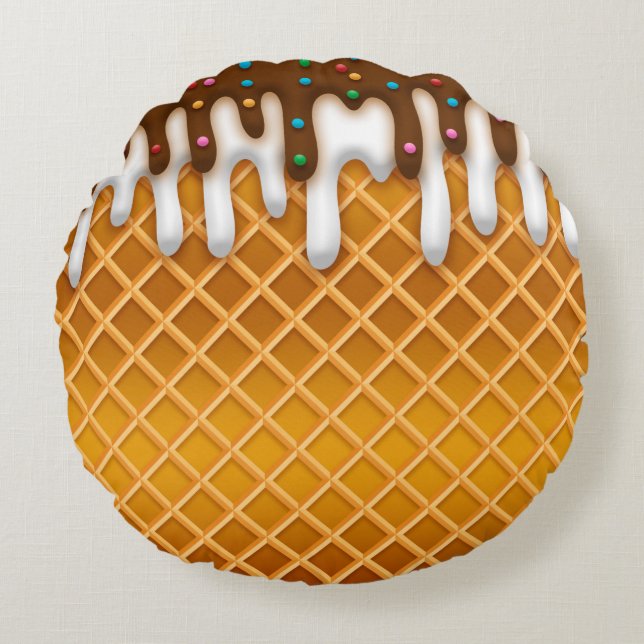 Cojín Redondo Chocolate De Cebolla De Hielo Y Vainilla (Anverso)