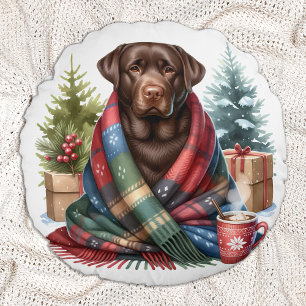 Cojín Redondo Chocolate Labrador recuperador perro de cachorro d