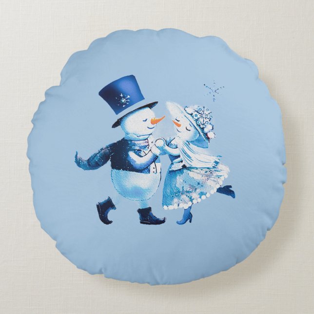 Cojín Redondo Christmas Frost Romance - Snowy Magic Vintage (Anverso)