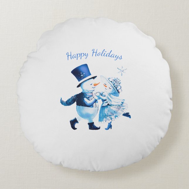 Cojín Redondo Christmas Frost Romance - Snowy Magic Vintage (Anverso)