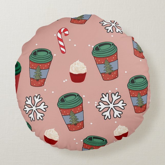 Cojín Redondo Christmas Glittery Snow Mistletoe (Reverso)