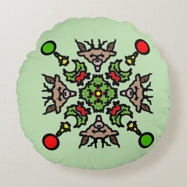 Cojín Redondo Christmas Mandala Pattern (Anverso)