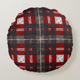 Cojín Redondo Christmas Plaid Pattern 
