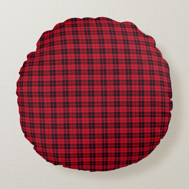 Cojín Redondo Christmas Plaid Pattern (Anverso)