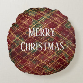Cojín Redondo Christmas, Red Gold Green ,White Merry Christmas