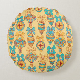 Cojín Redondo Christmas vintage pattern. Seamless pattern with C