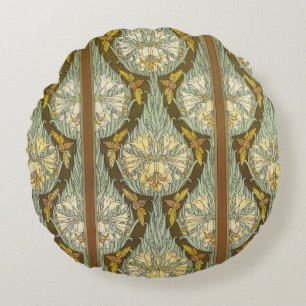 Cojín Redondo Cicadas & Lilies, insectos Plantas Florales Art No