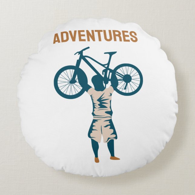 Cojín Redondo Ciclista Genial - Aventuras (Anverso)