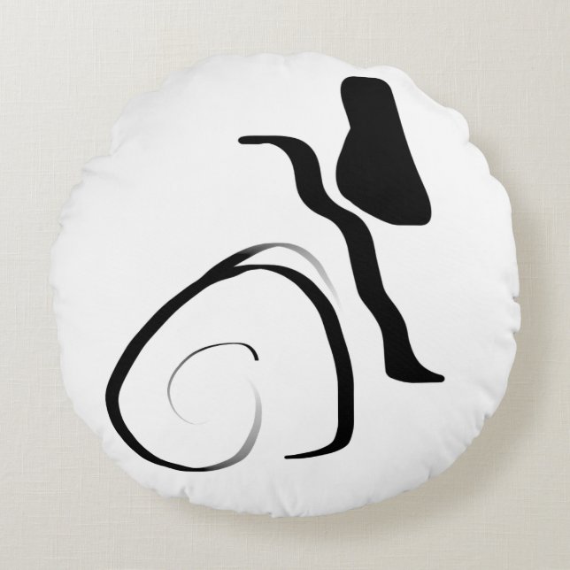 Cojín Redondo Ciclo de giro: Resumen en blanco y negro (Anverso)