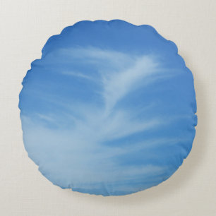 Cojín Redondo Cielo azul con nubes blancas Foto abstracta de la