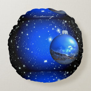 Cojín Redondo cielo azul/negro