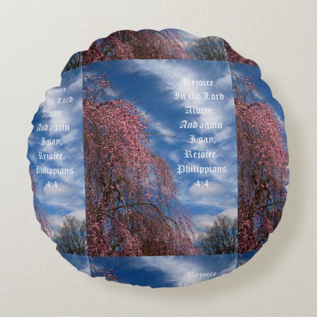 Cojín Redondo Cielo de abril con filipinas 4:4 (Anverso)