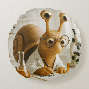 Cojín Redondo Científico de caracol famoso de fantasía lindo