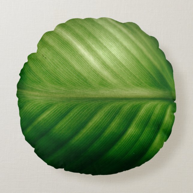 Cojín Redondo Cierre de la hoja verde (Anverso)