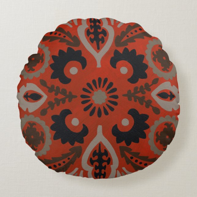 Cojín Redondo Cinnabar Suzani II (Anverso)