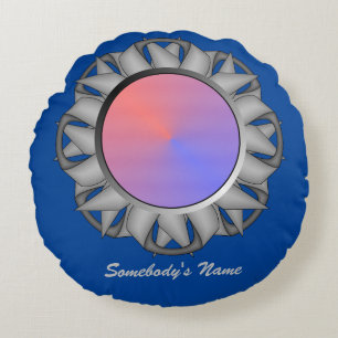 Cojín Redondo Cinta de disco gris de Kenneth Yoncich