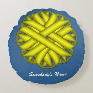 Cojín Redondo Cinta de flores amarillas de Kenneth Yoncich