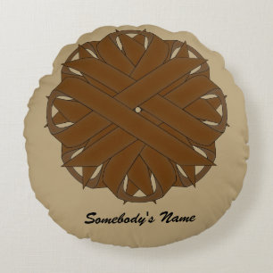 Cojín Redondo Cinta de flores marrones de Kenneth Yoncich