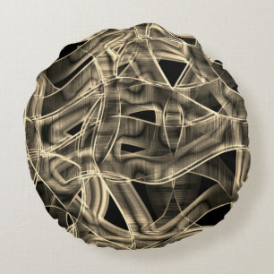 Cojín Redondo Cintas curvadas beige, líneas de relieve contrasta