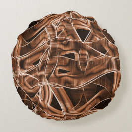 Cojín Redondo Cintas curvadas, corte marrón con relieve y superp