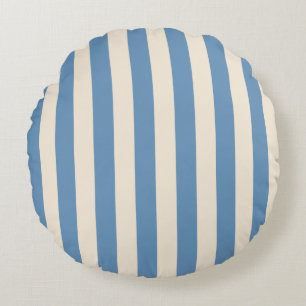 Cojín Redondo Circo Vintage Azul y Rayas de Crema Carnaval Ret