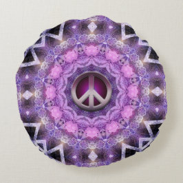 Cojín Redondo Círculo de Paz Mandala Rosa Púrpura Bonito