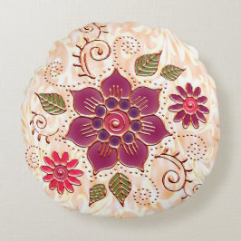 Cojín Redondo Círculo Filigrés Con Flores