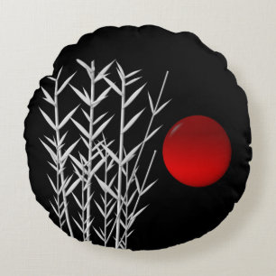 Cojín Redondo Círculo rojo del zen