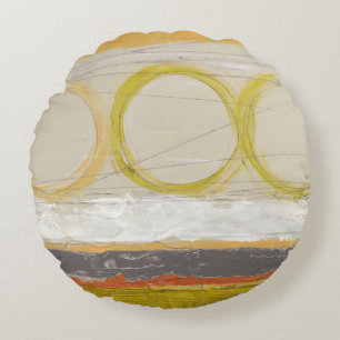 Cojín Redondo Círculos amarillos y anaranjados en fondo