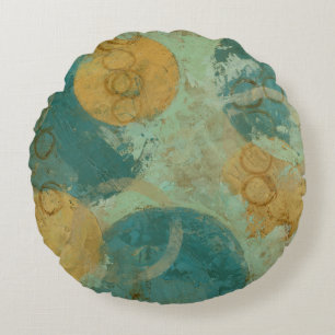 Cojín Redondo Círculos azules y amarillos