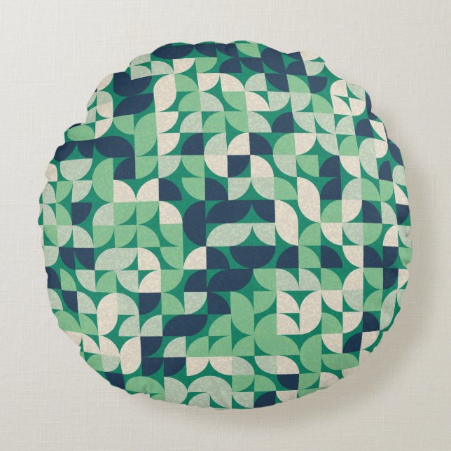 Cojín Redondo Círculos de barrio al azar, generativos. (Anverso)